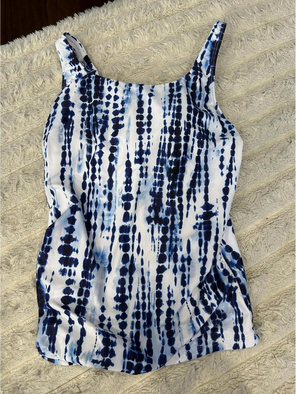 Blue and White Tie-Dye Pattern Tankini